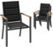 Devoko Gartenstuhl Set 4, Stapelbare Aluminium Esszimmerstühle, Maximale Belastung 160kg, Balkonstühle, Für Garten, Pool, Terrasse, Esszimmer, Gartenmöbel, Dunkelgrau & Holz