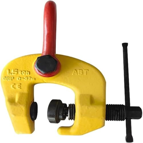 GLBMXDD Abrazadera de Placa Vertical con Herramienta de elevación de Abrazadera de Placa de Anillo Capacidad de 6600 Libras Varilla Espiral Diseño Fijo Apertura de mandíbula de hasta 2 Pulgadas,1.5T