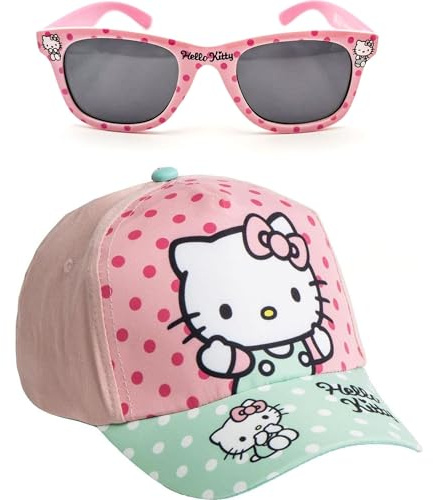 Gorra y Gafas de Sol Hello Kitty Set Infantil Original para Niñ@s Unisex - Gorra y Gafas Hello Kitty Accesorios Verano Gafas Protección UV y Gorra Ajustable