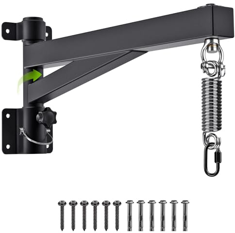 BeneLabel Support de Sac de Frappe, Fixation Murale Suspendu pour Sac de Boxe Crochet Pivotant à Roulement Silencieux avec Ressort M5 pour Gymnastique Intérieure et Extérieure, 400lbs/61 Longueur