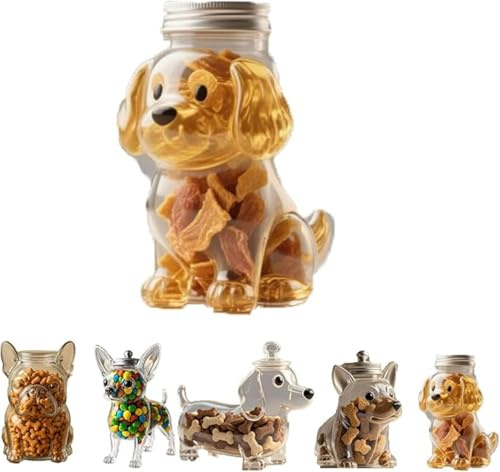 Barattolo per caramelle a forma di chihuahua, barattolo di vetro per cani, grazioso contenitore ermetico per biscotti, caramelle, cialde di caffè, un barattolo creativo per biscotti con coperchio