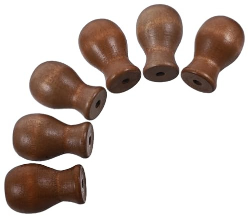 LOLIPPYY 6 Perillas de Madera para Cordón de Persianas y Cortinas Tiradores Colgantes Marrón Accesorios para Reparación y Decoración del Hogar Soporte Resistente para Cortinas