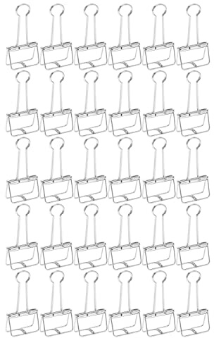 51 mm, 30 unidades de mini clips para archivar, abrazaderas metálicas para papel con fuerte capacidad de sujeción, diseño de cola hueca; pequeños clips para archivar de oficina, (Plata)