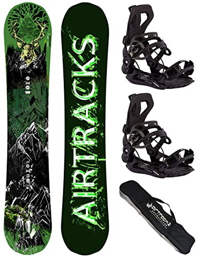 AIRTRACKS Snowboard Set/Pack/Planche Forest King Carbon Wide Hybrid Rocker 156 - Fixations Master XL - SB Bag
