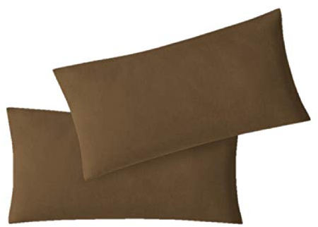 EXKLUSIV HEIMTEXTIL Kissenhülle Kissenbezug Doppelpack mit Reißverschluss hochwertige Jersey Qualität Schokobraun 40 x 80 cm
