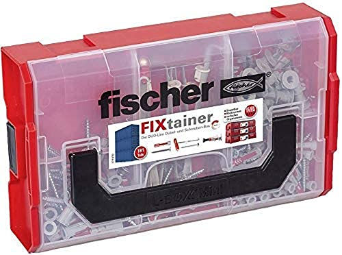 fischer L-Boxx Mini DuoLine, 181-teiliges Dübelset, 6-8 mm Durchmesser, 30-40 mm Länge, DuoPower, DuoTec und DuoBlade, für Profis und Heimwerker