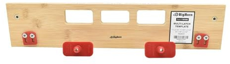 Big Horn 70159 Multi-Strike 4-Pocket Mortising Template – Precision Router Jig for Door Jamb Strike Plates and Deadbolts, 1 × 2-1/4 and 1-1/8 × 2-3/4 Pocket Sizes, Bamboo Construction