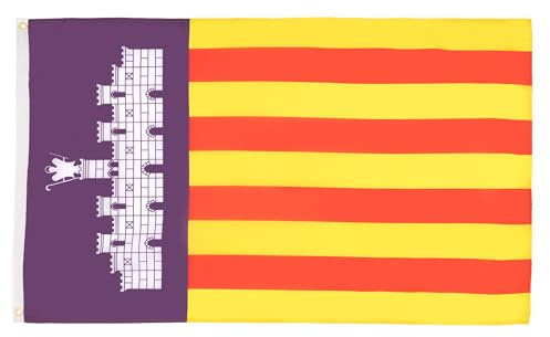 AZ FLAG - Bandera Mallorca - 90x60 cm - Bandera Mallorquina 100% Poliéster Con Ojales de Metal integrados - 50g - Colores Vivos Y Resistente A La Decoloración