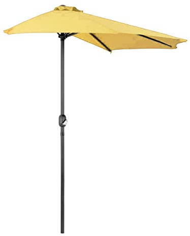 Mezza Luna - Ombrellone a mezza luna con palo centrale da Ø38 mm e telo in poliestere da 180gr/mq con airvent. Ombrellone da balcone o terrazzo in giallo, grigio o bordeaux. L300xP150xH250 cm