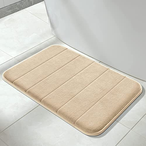 Yimobra Badematte rutschfest, 61 x 43 cm, Super Wasseraufnahme, Dick, Maschinenwaschbar, Leicht zu Trocknen Badezimmerteppich – Beige