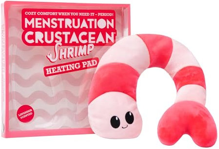 Happy Helper Menstruation Crustacean Shrimp by Relatable, Microwavable Heating Pad For Period Cramps, Cuddly Plushies, Great Gift Ideas for Loved Ones of All Ages, 1 Lavender Scented Heating Pad