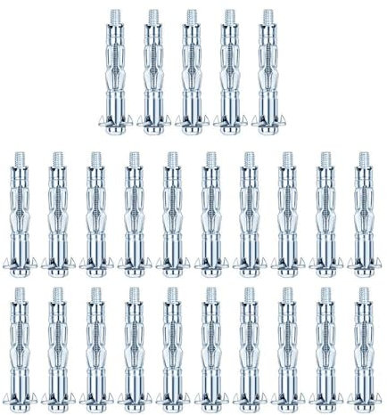 25 anclajes de pared huecos M4 × 46 resistentes, fijaciones de metal, tacos de expansión, tornillos de expansión para fijaciones de pared de yeso