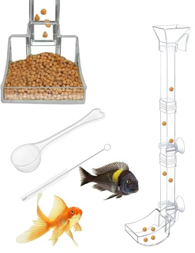 Holdes Tubo de alimentación para camarones de Acuario | Juego de Tubo de alimentación de Peces y Plato, Kit de Tubo de alimentación de Peces de Acuario con Plato de Vidrio y, Bandeja de Tubo