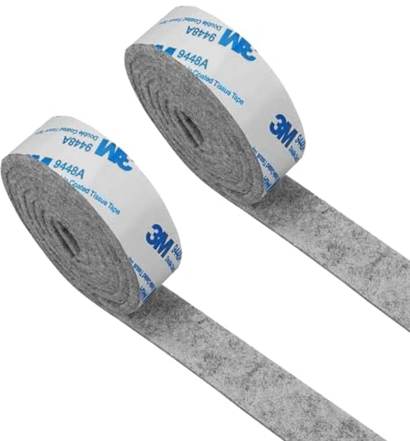 WKRTDY Selbstklebende Filzgleiter - 2 Rollen à 100cm x 1,5cm zum Schneiden jeder gewünschten Form - Stark haftendes Gleitmattenband in Grau - Möbel-, Stuhl- und Bodenschutz auf Filzbasis