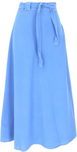 GURU SHOP Weit Schwingender Wickelrock, Maxirock, Boho Baumwoll-Sommerrock Für Starke Frauen - Blau, Damen, Baumwolle
