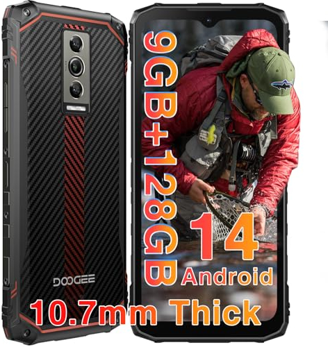 DOOGEE Blade 10 Outdoor Handy Android 14, 9GB+128GB/TF 2TB, 6.56 Zoll HD+90Hz, 16MP+8MP Kamera, 5150mAh Outdoor Smartphone Ohne Vertrag,10,7 mm ultradünn, 3 Card Slots/Dual 4G SIM/Face ID/GPS