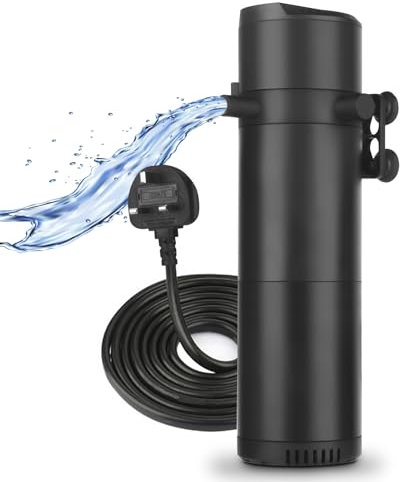 ITIY Aquarium Internal Filter for 50-200L Tanks, Adjustable 12W 800L/H Fish Tank Filter with Dual Water Outlet & Aeration