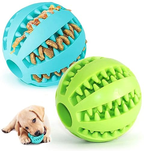 2-pack hundboll, hundtänder rengöringsleksak – tänder rengöringsboll – naturligt gummi interaktiva husdjursleksaker