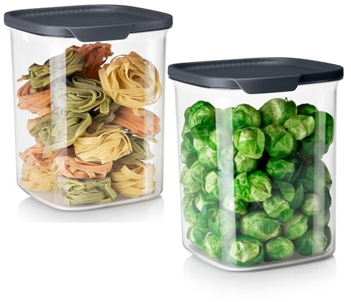 Tupperware Ultra Clear Big Square Tritan/Copolyester Food Storage Container Set - Dishwasher Safe & BPA Free - (2 Containers + 2 Lids)