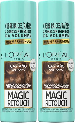 L'OREAL PARIS Magic Retouch Spray Retoca Raíces y Canas Castaño 75ml (Paquete de 2)