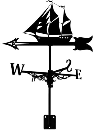 Sailboat Weather Vane - Retro Pickup Truck Weathervane Silhouette Decorative Wind Direction Indicator for Outdoor Yard Roof (Sailboat)