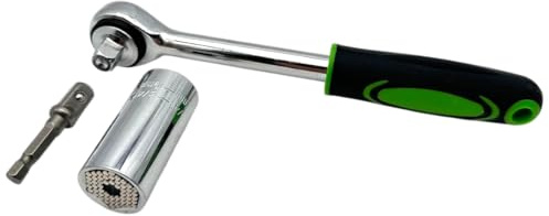 HERO Multifunktions Ratschenschlüssel Umschaltknarre Set 3-Teilig Universalschlüssel 3/8 Zoll Ratsche Universal Steckschlüssel Nuss Adapter 7-19mm Universalbuchse Handwerkzeug für Auto Motorrad KFZ