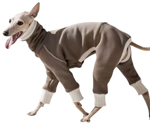 Abbigliamento invernale per levrieri, tutina in pile a quattro zampe con elasticità per whippet, cappotto in pile sottile per cani, tuta da notte per tempo freddo_5XL (Marrone)