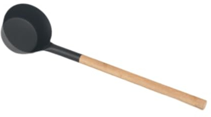 HouseVibe Cucharón de agua para sauna con mango de madera, capacidad de 350 ml, cuchara de aluminio para sala de vapor, cuchara de baño, accesorios de sauna