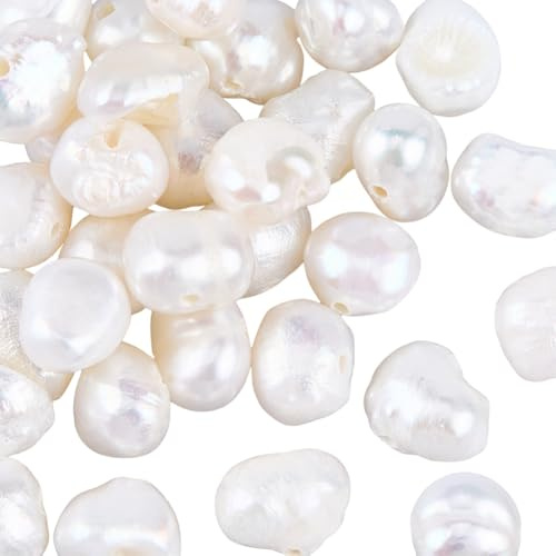 PONABEADIY 1 scatola Da 74 pezzi di Perle D'Acqua Dolce Irregolari con Fori su 2 lati Distanziali Color Conchiglia Lucidati Perline Naturali Coltivate Sfuse per La Creazione di Gioielli Collane Bracci