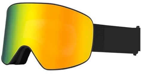 TXLEAPEY Professionella skidglasögon herr dam anti-dimma snö skidåkning skydd vinter vuxen sport, Svart guldlins, Taille unique