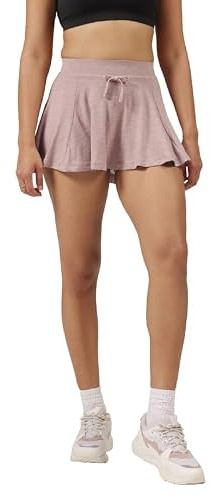 BlissClub AirMelt Skort för kvinnor, andra hudkänsla, utsvängd passform med dolda shorts och innerficka, justerbar dragsko i midjan, resekomfort, arya airmelt mauve, M