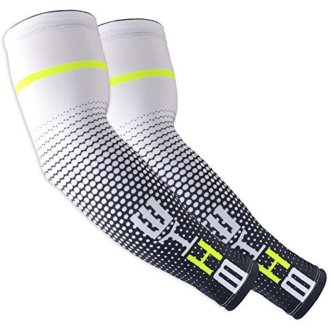 Aesy Manicotti Compressione Braccia per Ciclismo, Uomo Compressione Sportiva Manicotti per Il Braccio umidità Traspirante Protezione UV Raffreddamento o Scaldino Copriscarpe Antiscivolo
