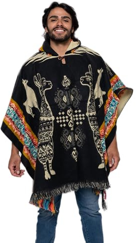 Alpaca Land, Handmade Ecuadorean Alpaca Wool Ponchos (US, Alpha, One Size, Regular, Regular, Charcoal Alpaca)