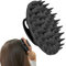 Cepillo masajeador para el cuero cabelludo, cepillo manual para champú húmedo y seco, cuidado del cuero cabelludo, lavado de cabeza, cerdas suaves de silicona, para todo tipo de cabello (negro)