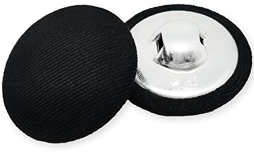 20mm(4/5'') Satin Twill Fabric Covered Button with Metal Shank Back,Special Buttons for Suits and Uniforms Trench Coats(Black,20pcs)