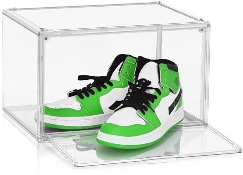 Heavy Duty Acrylic-Look Shoe Box, Size 14, Stack Everyday Footwear Storage