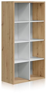 Habitdesign Estantería Librería Cubos, Modelo Noa, Acabado Roble Nodi y Blanco Artik, Medidas: 137 cm (Alto) x 71,5 cm (Ancho) x 33 cm (Fondo)
