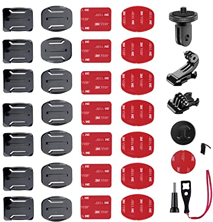 YHTSPORT Soporte Adhesivo Curvado y Plano, 36 Piezas Accesorios Gopro, Almohadillas Adhesivo de Montaje, Montura Adhesiva para Casco Compatibles con GoPro y Otras Cámaras de Acción