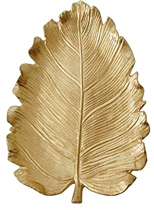 Pasiir Plato pequeño en forma de hoja, bandeja decorativa dorada para joyas, organizador de joyas