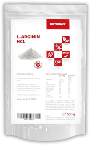 NUTRINAX | L-Arginin HCL Pulver 1000g | L-Arginin Hydrochlorid - aus pflanzlicher Fermentation | vegan | ohne Füll- und Zusatzstoffe | Aminosäure Arginin