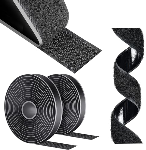 AiQInu Belcro Adhesivo Fuerte, 5m x 16mm Doble Cara Reutilizable, Cinta Auto Adhesiva Para Doméstica y Bricolaje, Hook Y Loop