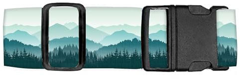Luggitime Luggage Straps for Suitcases Travel Belt Accessories, Cute Suitcase Strap, Adjustable Luggage Belt Strap, Heavy Duty with Quick-Release Buckle Luggage Strap Beautiful Green Mountain