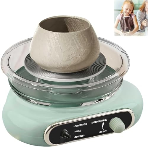 Amhuui Mini Elektrische Töpferscheibe Keramik Maschine, Töpferscheibe Maschine Mit Touch LCD, Abnehmbare Waschbar Becken, Drehteller Töpferscheibe, Töpferei Formmaschine Für Kinder Erwachsene