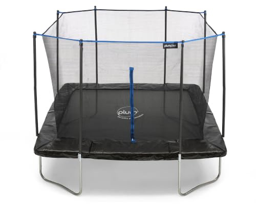 Plum Play Outdoor Rectangular Trampoline with Satety Enclosure to Seperate the Jumper From the Coated Springs - Weather Protected Thick Foam Pads - Max user weight from 100kg (8 x 10ft)