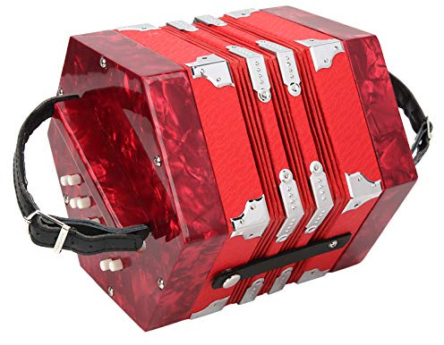 Con Ion, Concertina Accordion Portable Professional for Adults Ion, 20 Button Accordions Musical Instrument Supplies Blue (Red)
