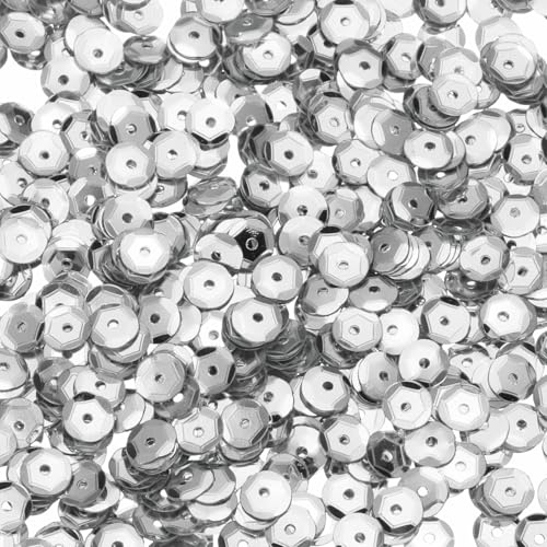 sourcing map Loose Sequins 1400Pcs Silver Backed Cup Embroidery Sequins for Jewelry Making Crafts Sewing, Silver