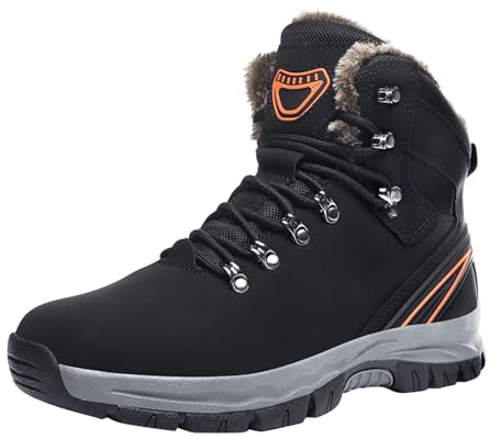 Generisch Coppia di stivali invernali da neve da uomo di stile caldo alto alto top sport outdoor scarpe da trekking, Nero , 43 EU