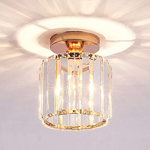 Kristall-Deckenleuchte, Kristall-Kronleuchter, Metall, moderne LED-Deckenleuchte, Pendelleuchte, Beleuchtung, E27, Mini-Kronleuchter, halbbündige Montage für Küche, Esszimmer, Schlafzimmer, Flur,