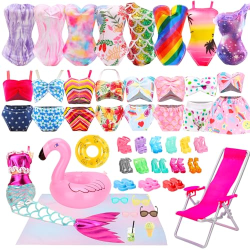 Miunana 6 Costumi Da Bagno Casuali + 19 Accessori Per 11.5'' 30 CM Bambola
