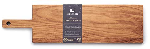 Edeldings Schneide- und Servierbrett aus hochwertiger Eiche 43 х 15 cm groß mit 12 cm praktischem Griff | Antibakterielles Küchenbrett | Servierbrett, Frühstücksbrett, Holzbrett aus massiv Holz
